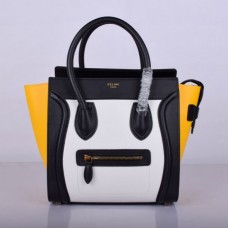 Celine Medium Luggage Tote Zwart Wit Geel Celine Medium Luggage Tote Zwart Wit Geel