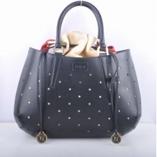 Fendi B Fab zwarte leren geperforeerde tas, grote handtas Fendi B Fab zwarte leren geperforeerde tas, grote handtas