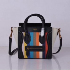 Celine Small Luggage Tote Zwart Regenboogstreep Celine Small Luggage Tote Zwart Regenboogstreep
