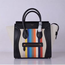 Celine Large Luggage Tote Zwart Regenboogstreep Celine Large Luggage Tote Zwart Regenboogstreep