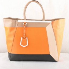 Fendi 2Jours Oranje Ferrari Lederen Tas Fendi 2Jours Oranje Ferrari Lederen Tas