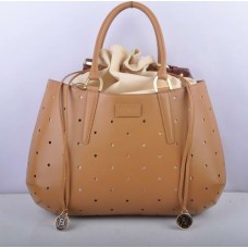 Fendi B Fab tas van abrikooskleurig leer met perforaties, grote handtas Fendi B Fab tas van abrikooskleurig leer met perforaties, grote handtas