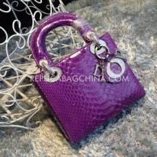 Replica Dior Lady Totes met slangenprint in paars Replica Dior Lady Totes met slangenprint in paars