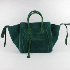 Celine Boston Suede Tassen in Donkergroen Celine Boston Suede Tassen in Donkergroen