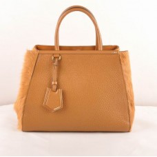 Fendi 2jours Earth Yellow Medium Tas van kalfsleer en paardenhaar Fendi 2jours Earth Yellow Medium Tas van kalfsleer en paardenhaar