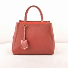Fendi 2jours Donkerrode Leren Tas met Kruisaders Fendi 2jours Donkerrode Leren Tas met Kruisaders
