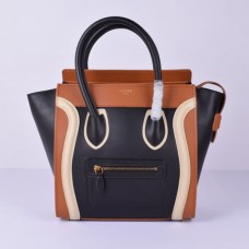 Celine Medium Luggage Tote tas in zwart, bruin en wit Celine Medium Luggage Tote tas in zwart, bruin en wit