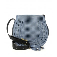 Chloe Marcie Medium Geperforeerde Schoudertas Blauw Chloe Marcie Medium Geperforeerde Schoudertas Blauw