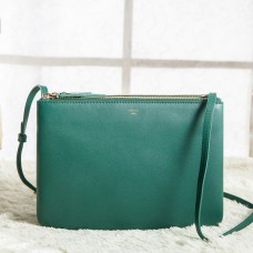 Celine Large Trio Crossbodytas in groen kalfsleer Celine Large Trio Crossbodytas in groen kalfsleer