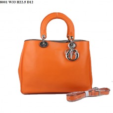Dior Diorissimo Kleine Tas Oranje Nappa Leer (Zilverkleurige Hardware) 8001 Dior Diorissimo Kleine Tas Oranje Nappa Leer (Zilverkleurige Hardware) 8001