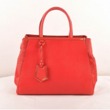 Fendi 2jours Middelgrote tas van rood kalfsleer/paardenhaarleer Fendi 2jours Middelgrote tas van rood kalfsleer/paardenhaarleer