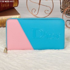 Christian Dior Multicolor Sky Blue/Pink Zipper Wallet 118 Christian Dior Multicolor Sky Blue/Pink Zipper Wallet 118