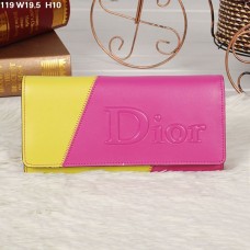 Christian Dior Multicolor Perzik/Gele Portemonnee met Klep 119 Christian Dior Multicolor Perzik/Gele Portemonnee met Klep 119