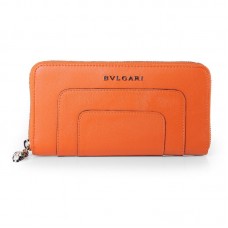 Bvlgari Serpenti Original leren portemonnee met rits, oranje 201301 Bvlgari Serpenti Original leren portemonnee met rits, oranje 201301