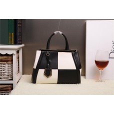 Fendi 2Jours Multicolor Zwart/Wit Kalfsleren Tas F168 Fendi 2Jours Multicolor Zwart/Wit Kalfsleren Tas F168