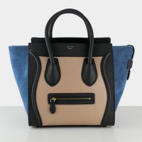 Celine Large Luggage Tote Zwart Nude Blauw Suède Celine Large Luggage Tote Zwart Nude Blauw Suède