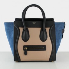 Celine Large Luggage Tote Zwart Nude Blauw Suède Celine Large Luggage Tote Zwart Nude Blauw Suède