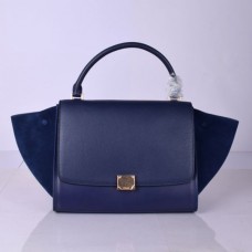 Celine grote trapeziumvormige leren tas in marineblauw Celine grote trapeziumvormige leren tas in marineblauw