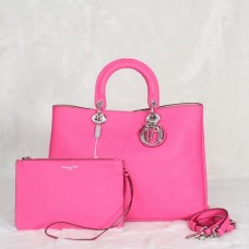 Dior Diorissimo Jumbo Tas Roze Geïmporteerd Litchi Leer (Zilverkleurige Hardware) 602 Dior Diorissimo Jumbo Tas Roze Geïmporteerd Litchi Leer (Zilverkleurige Hardware) 602