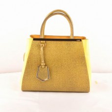 Fendi 2jours kleine tas met gele kruisaders en citroengeel Ferrari-leer Fendi 2jours kleine tas met gele kruisaders en citroengeel Ferrari-leer