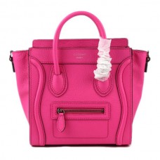 Celine Small Luggage Tote Neon Pink Leather Bag Celine Small Luggage Tote Neon Pink Leather Bag