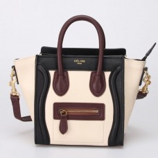 Celine Small Luggage Tote Zwart Wit Wijn Celine Small Luggage Tote Zwart Wit Wijn