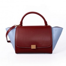 Celine grote trapeziumvormige leren tas in rood en ijsblauw Celine grote trapeziumvormige leren tas in rood en ijsblauw