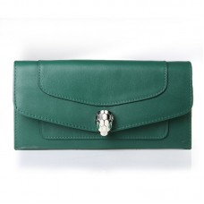 Bvlgari Serpenti Originele leren portemonnee groen 201302 Bvlgari Serpenti Originele leren portemonnee groen 201302