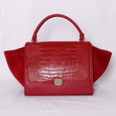 Celine Classic rode leren tassen met krokodillenprint Celine Classic rode leren tassen met krokodillenprint