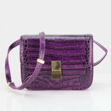 Celine Classic Box Croco Flap Bag Paars Celine Classic Box Croco Flap Bag Paars