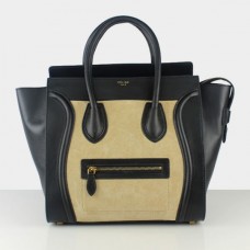 Celine Large Luggage Tote Zwart Abrikoos Suède Celine Large Luggage Tote Zwart Abrikoos Suède