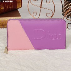 Christian Dior Multicolor Paars/Roze Portemonnee met Rits 118 Christian Dior Multicolor Paars/Roze Portemonnee met Rits 118
