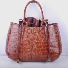 Fendi B Fab grote handtas van leer met krokodillennerf in koffiekleur Fendi B Fab grote handtas van leer met krokodillennerf in koffiekleur