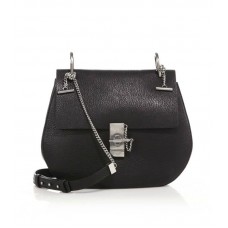 Chloe Drew middelgrote leren schoudertas zwart Chloe Drew middelgrote leren schoudertas zwart