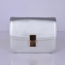 Celine Classic Box Calfskin Flap Bag Zilver Celine Classic Box Calfskin Flap Bag Zilver