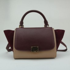 Celine Trapeze tas van donkerrood suède leer Celine Trapeze tas van donkerrood suède leer