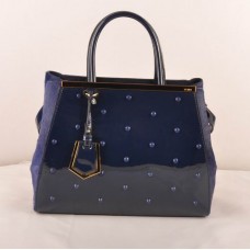 Fendi 2jours tas van blauw lakleer/paardenhaarleer Fendi 2jours tas van blauw lakleer/paardenhaarleer