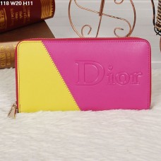 Christian Dior Multicolor Perzik/Gele Portemonnee met Ritssluiting 118 Christian Dior Multicolor Perzik/Gele Portemonnee met Ritssluiting 118
