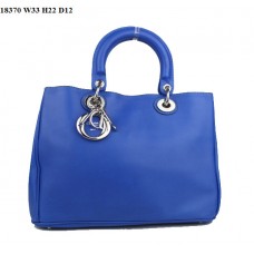 Dior Diorissimo Medium Tas Saffierblauw Nappa Leer (Zilverkleurige Hardware) 18370 Dior Diorissimo Medium Tas Saffierblauw Nappa Leer (Zilverkleurige Hardware) 18370