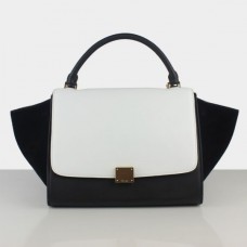 Celine zwart-witte trapeziumvormige suède tas Celine zwart-witte trapeziumvormige suède tas