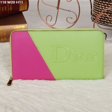 Christian Dior Multicolor Lime/Peach Zipper Wallet 118 Christian Dior Multicolor Lime/Peach Zipper Wallet 118