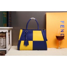 Fendi 2Jours Multicolor Geel/Saffierblauw Kalfsleren Tas F168 Fendi 2Jours Multicolor Geel/Saffierblauw Kalfsleren Tas F168