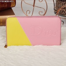 Christian Dior Multicolor Roze/Gele Portemonnee met Rits 118 Christian Dior Multicolor Roze/Gele Portemonnee met Rits 118