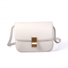 Celine Classic Box Calfskin Flap Bag Wit Celine Classic Box Calfskin Flap Bag Wit