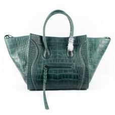 Celine Boston Croco leren tassen in donkergroen Celine Boston Croco leren tassen in donkergroen