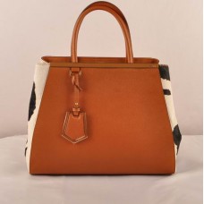 Fendi 2jours Earth Yellow Cross Veins With Black/White Yellow Horsehair Leather Medium Bag Fendi 2jours Earth Yellow Cross Veins With Black/White Yellow Horsehair Leather Medium Bag