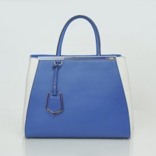 Fendi 2Jours tas, origineel leer, blauw/wit Fendi 2Jours tas, origineel leer, blauw/wit