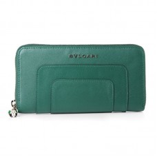 Bvlgari Serpenti Original leren portemonnee met rits, groen 201301 Bvlgari Serpenti Original leren portemonnee met rits, groen 201301