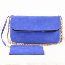 Celine Gourmette schoudertas van suèdeleer, blauw, model 3078 Celine Gourmette schoudertas van suèdeleer, blauw, model 3078
