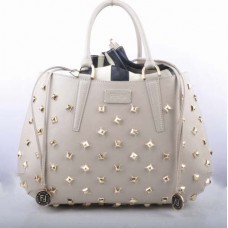 Fendi B Fab grote handtas van wit leer met gouden juwelen Fendi B Fab grote handtas van wit leer met gouden juwelen